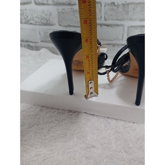 Express Black Gold Chain Strap High Heeled Stiletto Sandals 8 - Picture 5 of 7